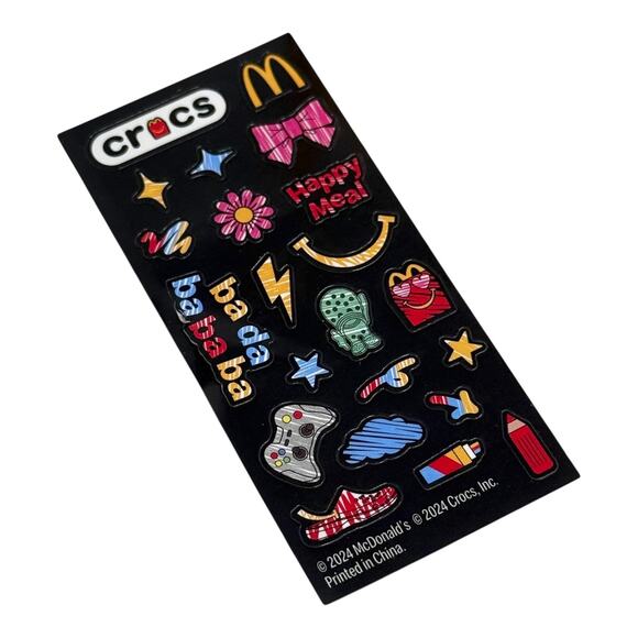 McDonalds Crocs Mini Bag Charm Happy Meal Scribbles Shoe 8 Key Chain Box Sticker - Picture 7 of 11